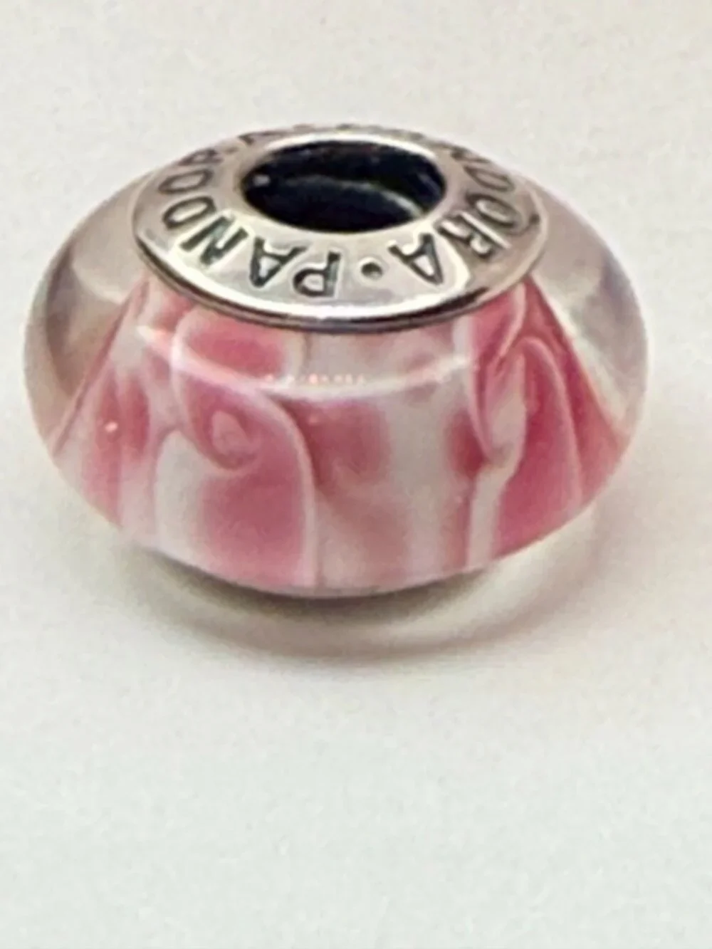 Pandora Retired Large Pink Blossoms Murano Glass Charm 790753 Sterling Silver